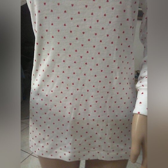 VINTAGE 70S NWOT Obermeyer White Long Sleeve Dress W/ Red ♥️♥️ COWL NECK SZ. LG - Picture 3 of 7